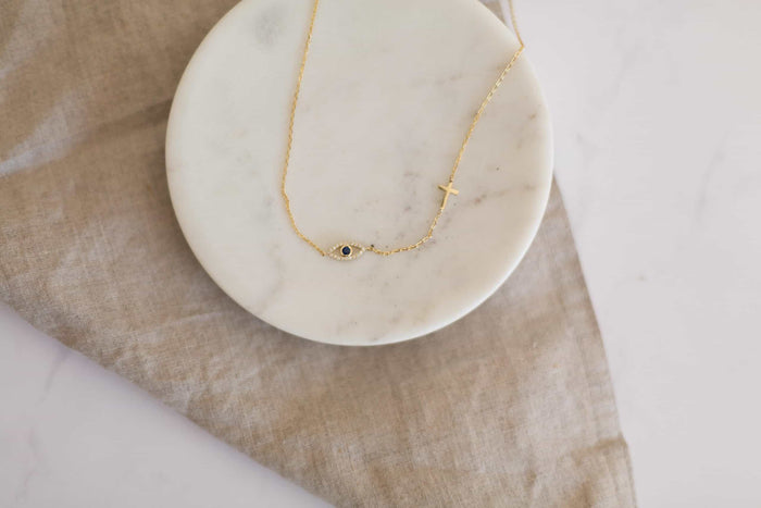Evil Eye & Cross Necklace
