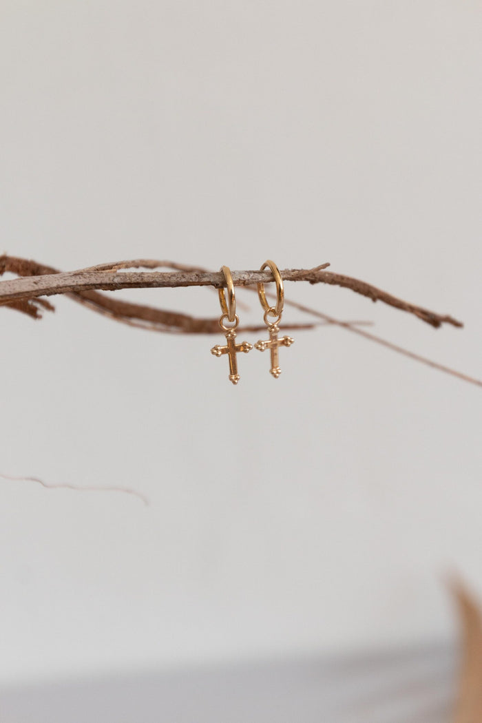 Monaco Vintage Cross Hoops