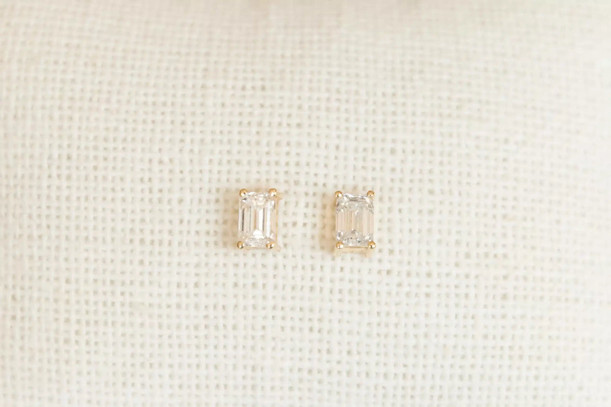 Emerald Diamond Studs