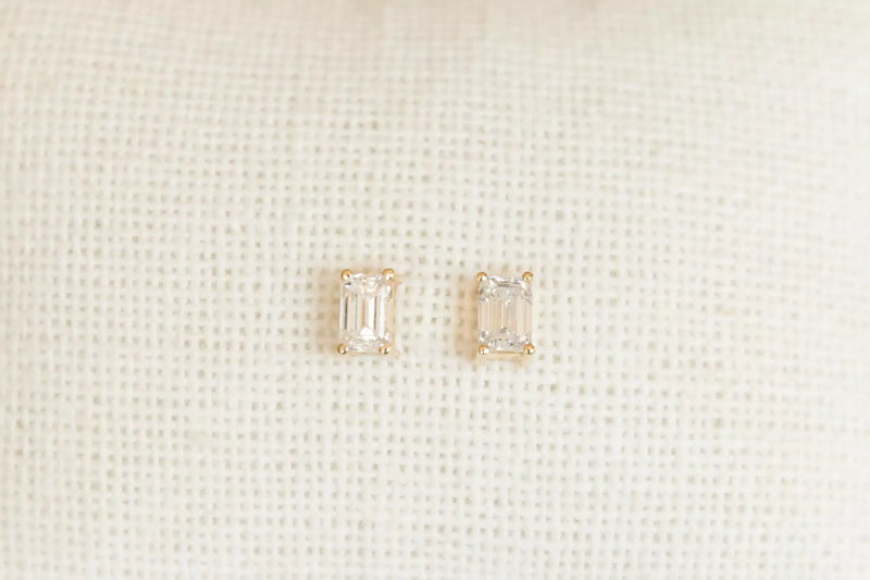 Emerald Diamond Studs