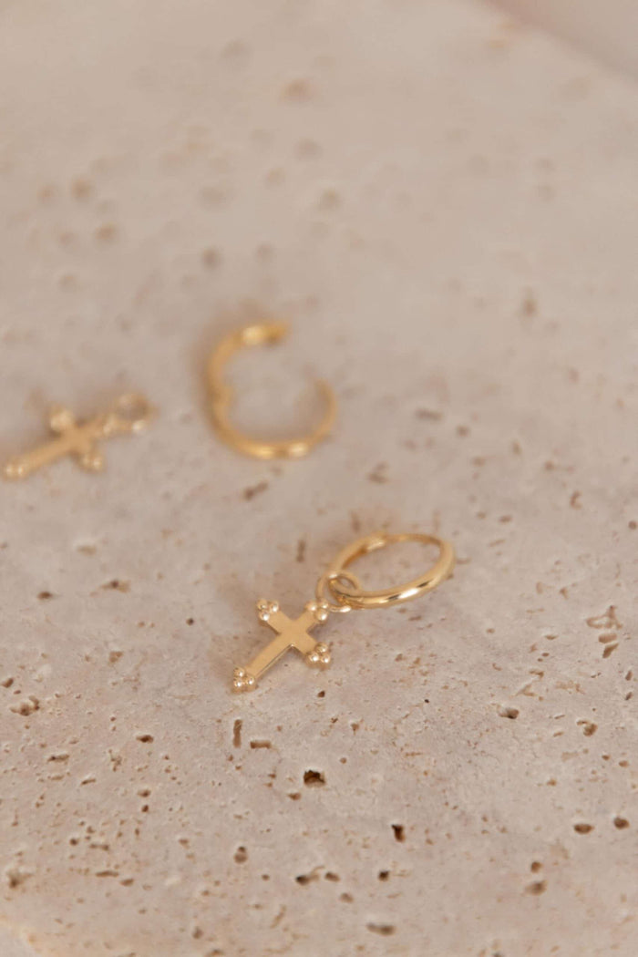 Monaco Vintage Cross Hoops