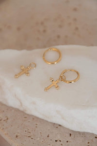 Monaco Vintage Cross Hoops