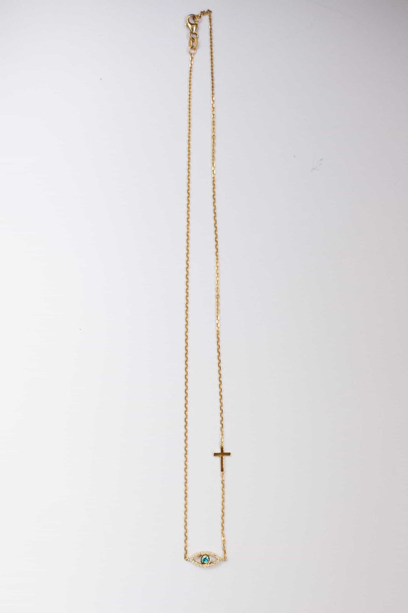 Evil Eye & Cross Necklace