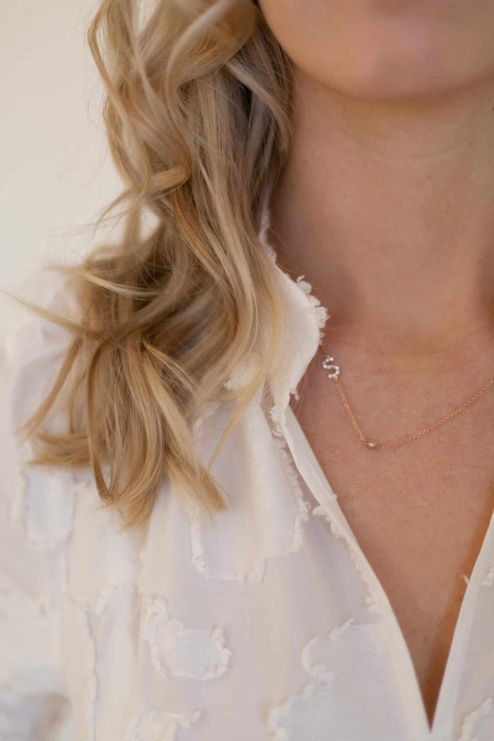 Diamond Initial & Pebble Necklace