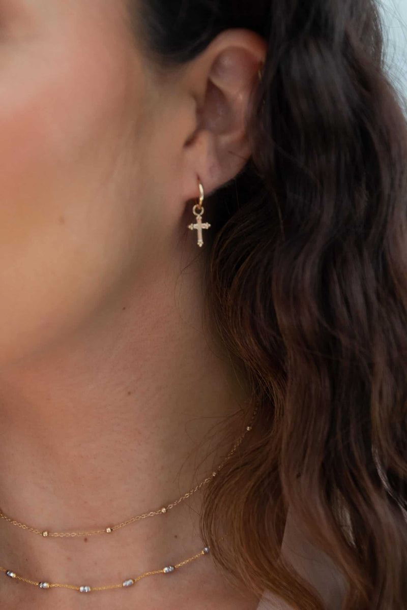 Monaco Vintage Cross Hoops