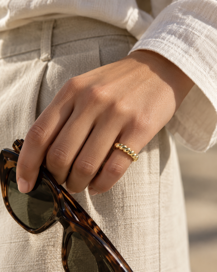Koz Pinky Ring | 9ct Gold Sculpted Shell Ring