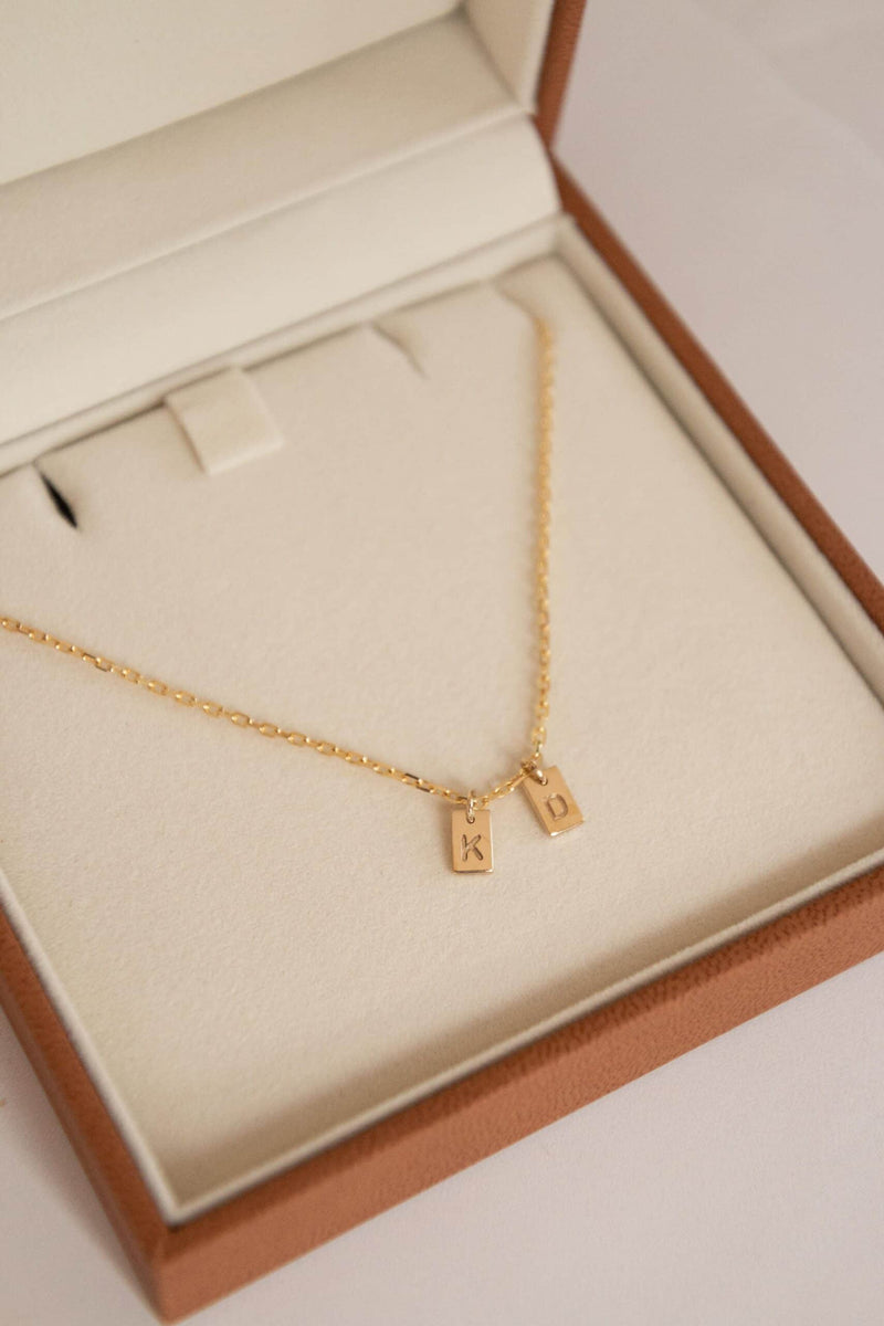 Tiny Bar Initial Necklace