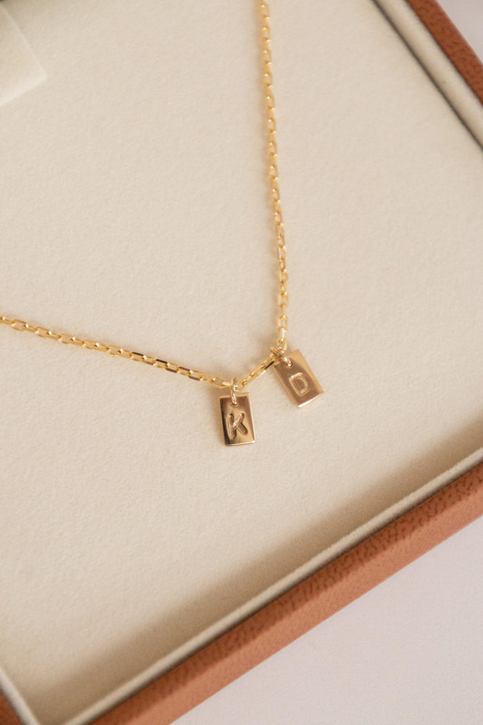 Tiny Bar Initial Necklace