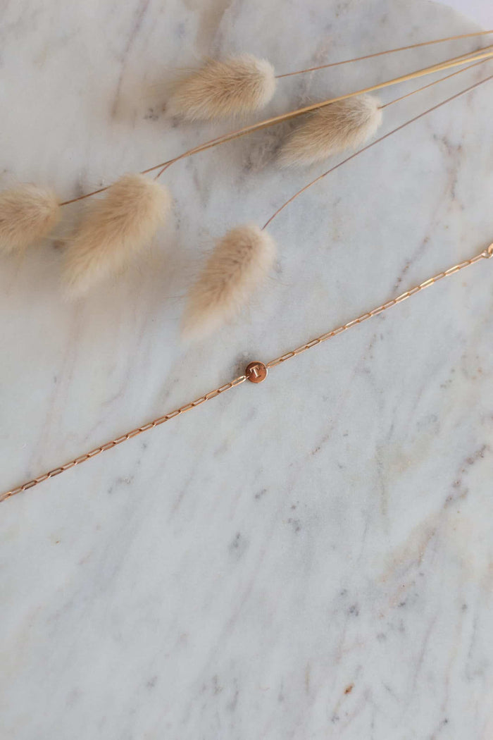 Initial Dainty Disc Bracelet